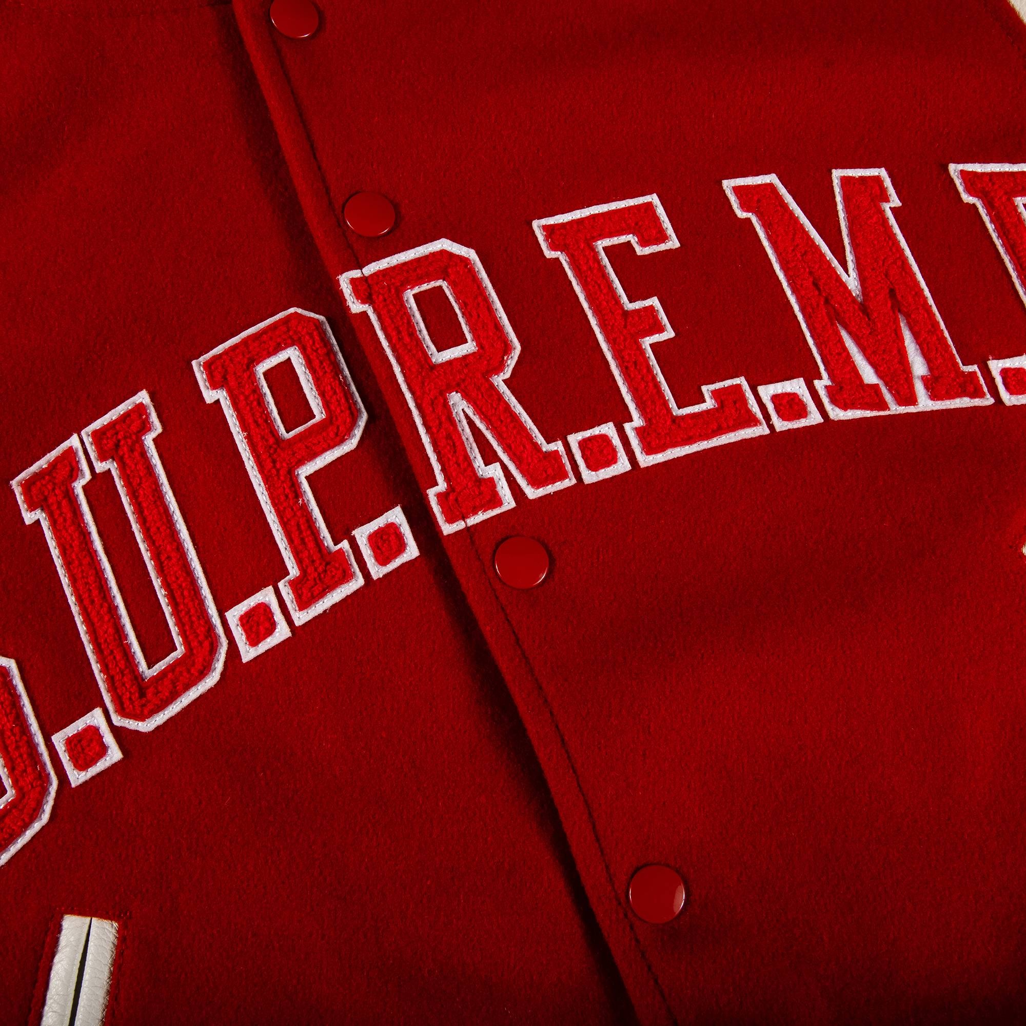 Supreme King Hooded Varsity Jacket 'Red' - 3