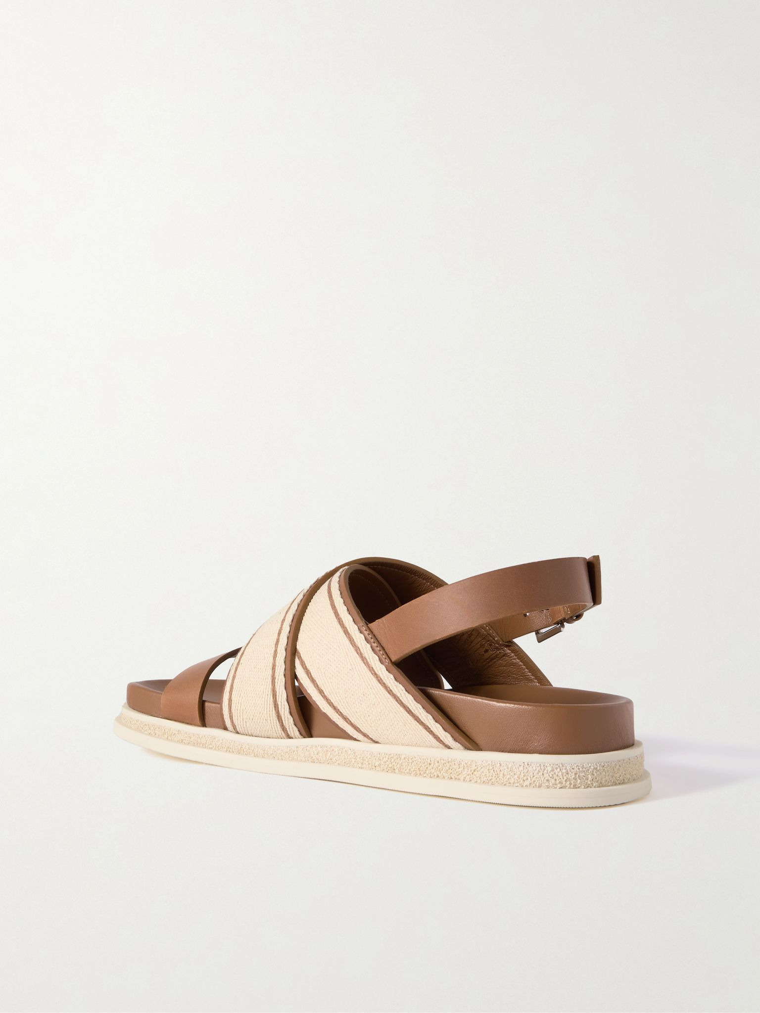 Joa logo-print canvas and leather slingback sandals Cream - 3