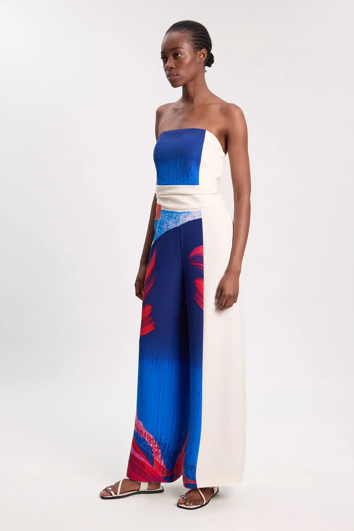 Petite Soft Tailored Colour Block Tailored Bandeau Jumpsuit - 1