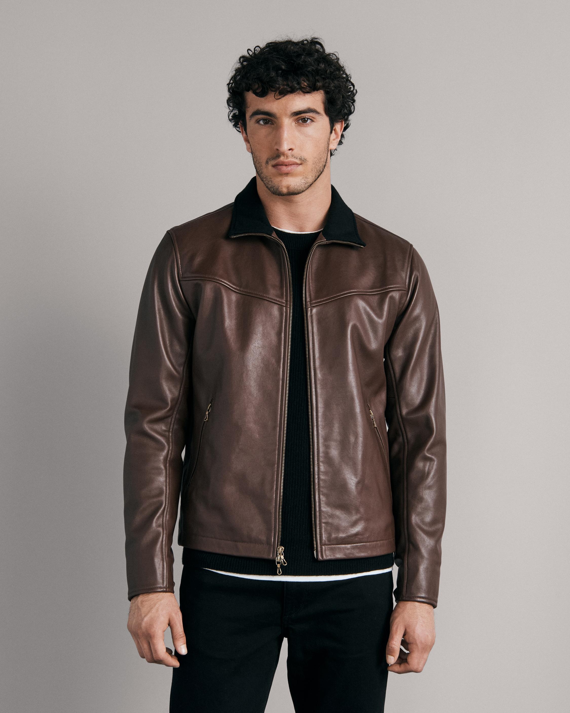 rag & bone Grant Leather Jacket Relaxed Fit Jacket