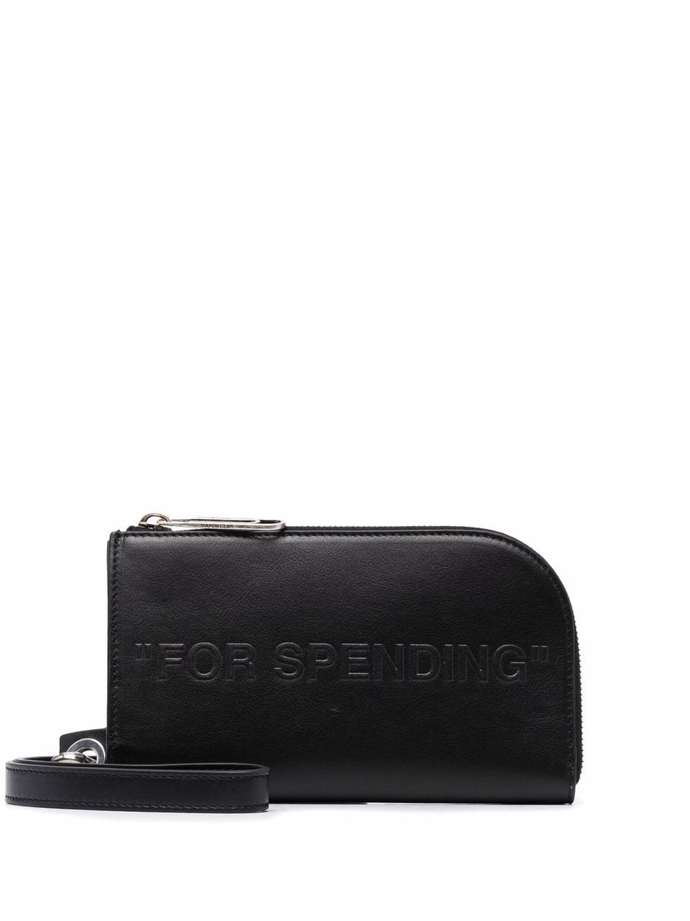 debossed slogan-print clutch bag - 1