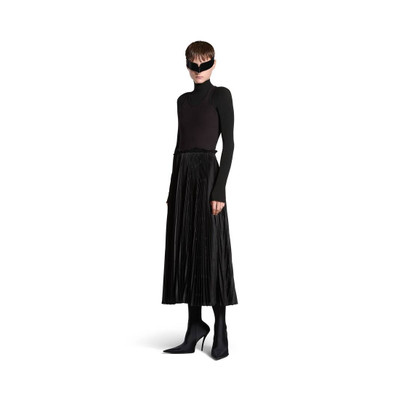 BALENCIAGA Women's Bal Diagonal Allover Hybrid Tank Top Pleated Dress in Black outlook