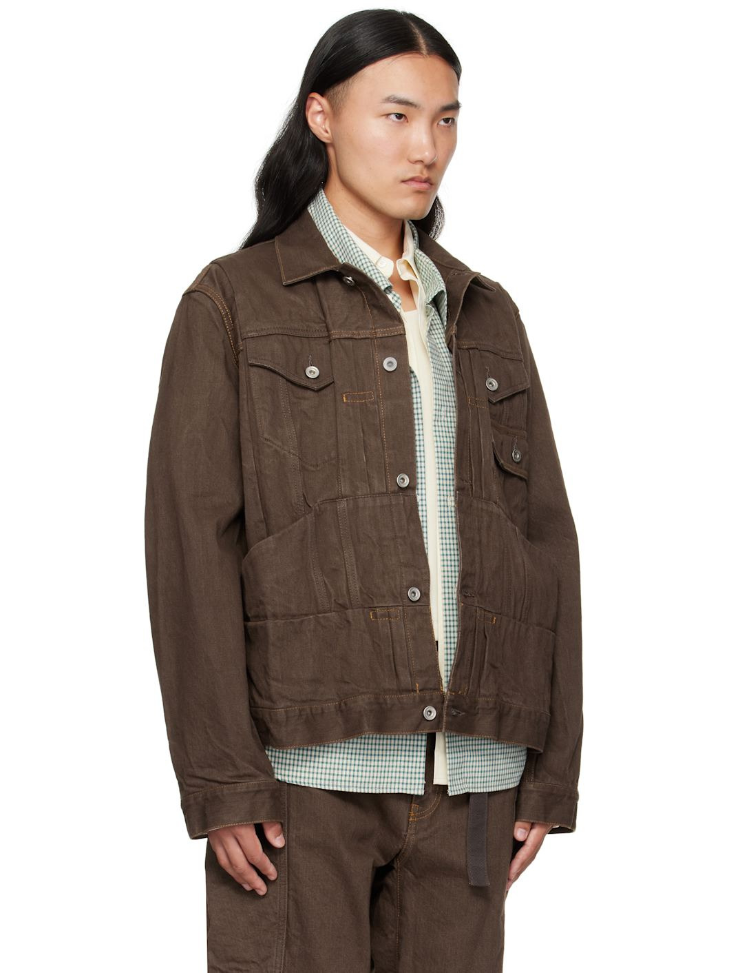 Brown Cotton Denim Jacket - 2