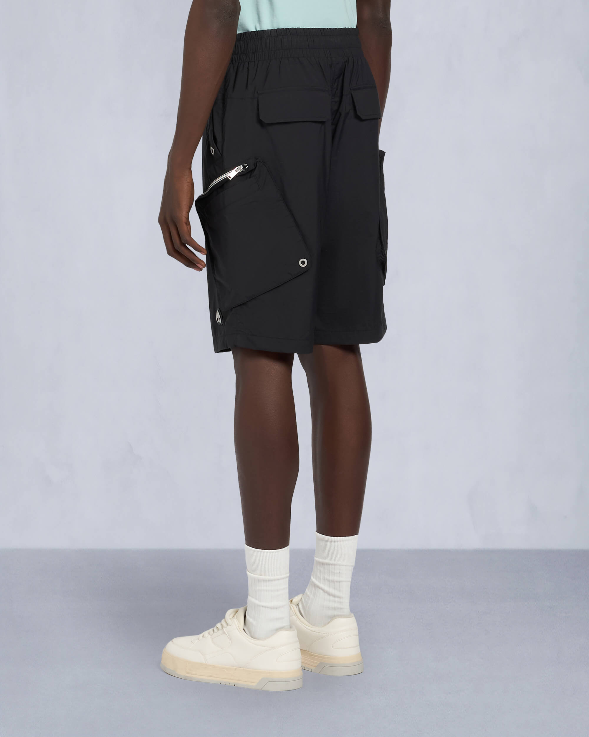 TRISTAN CRINKLE DRAWSTRING SHORTS-BLACK - 4