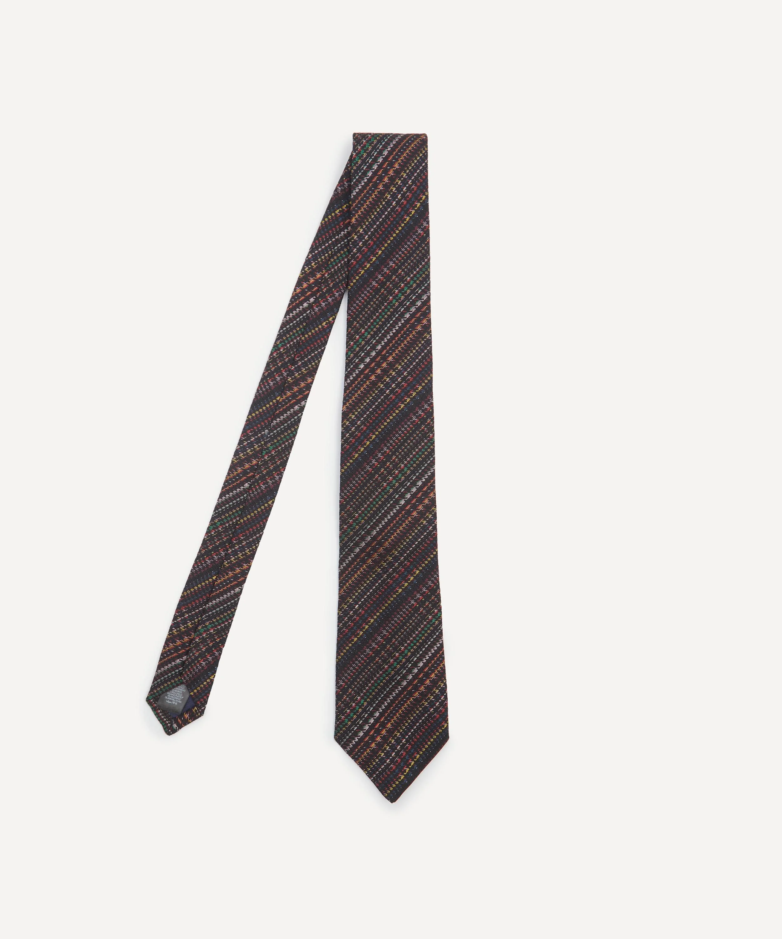 Signature Stripe Houndstooth Silk-Blend Tie - 1