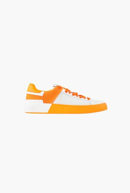 White and orange smooth leather and mesh B-Court sneakers - 1