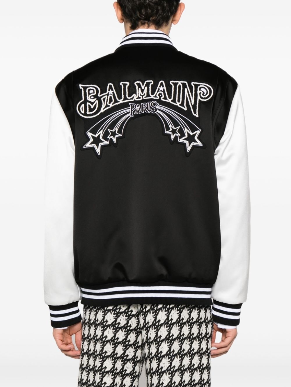 logo-patches satin bomber jacket - 4