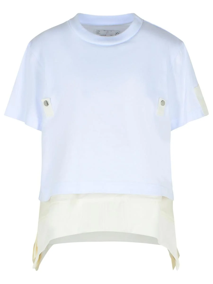 Sacai White Cotton Blend T-Shirt - 1