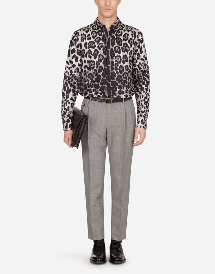 Silk Martini-fit shirt with leopard print - 5