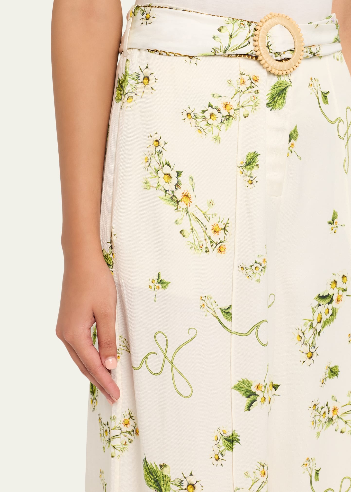 Botanical Utopia Scarf Belt Wide-Leg Pants - 5