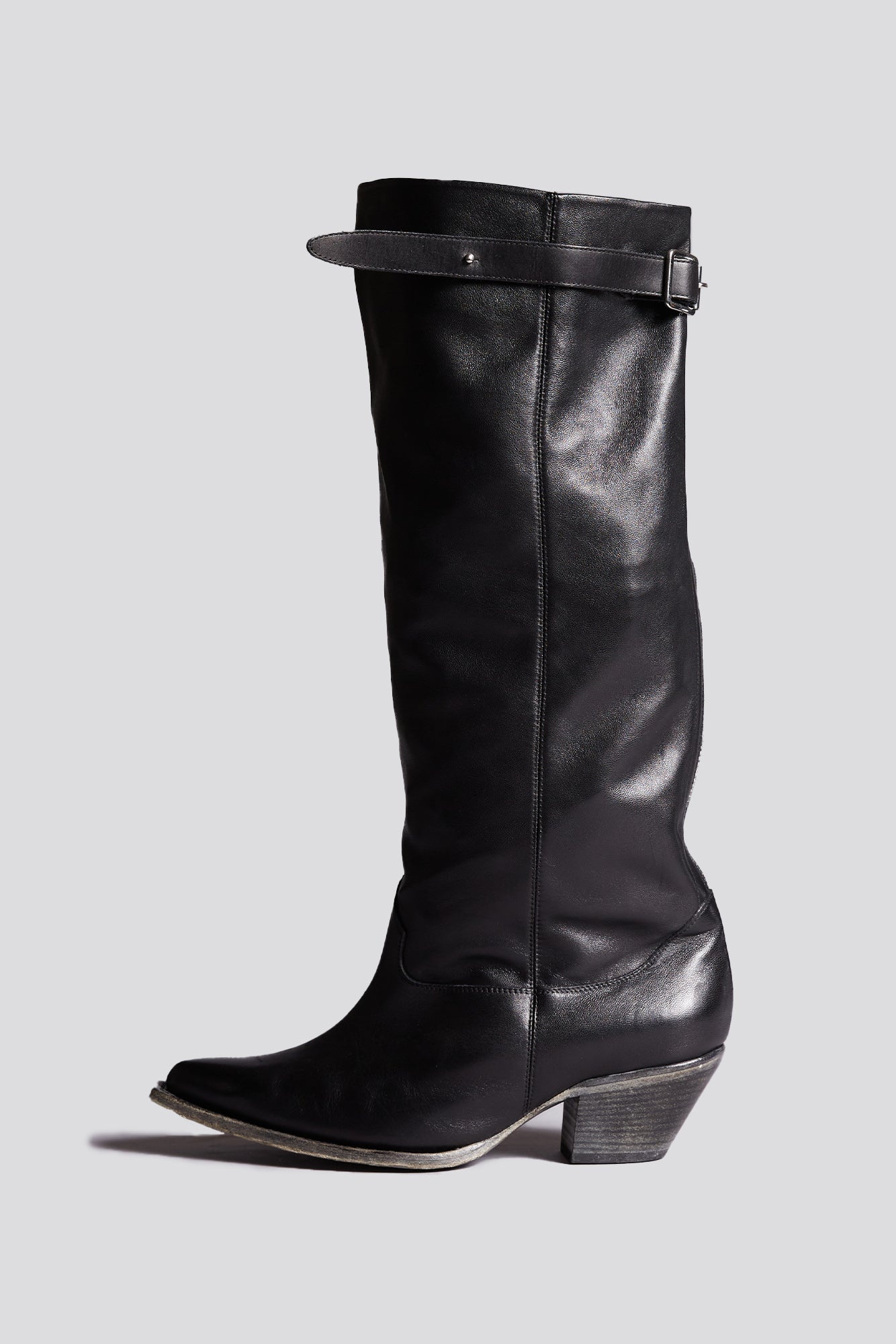 SLOUCH COWBOY BOOT - BLACK LEATHER -R13 - 6