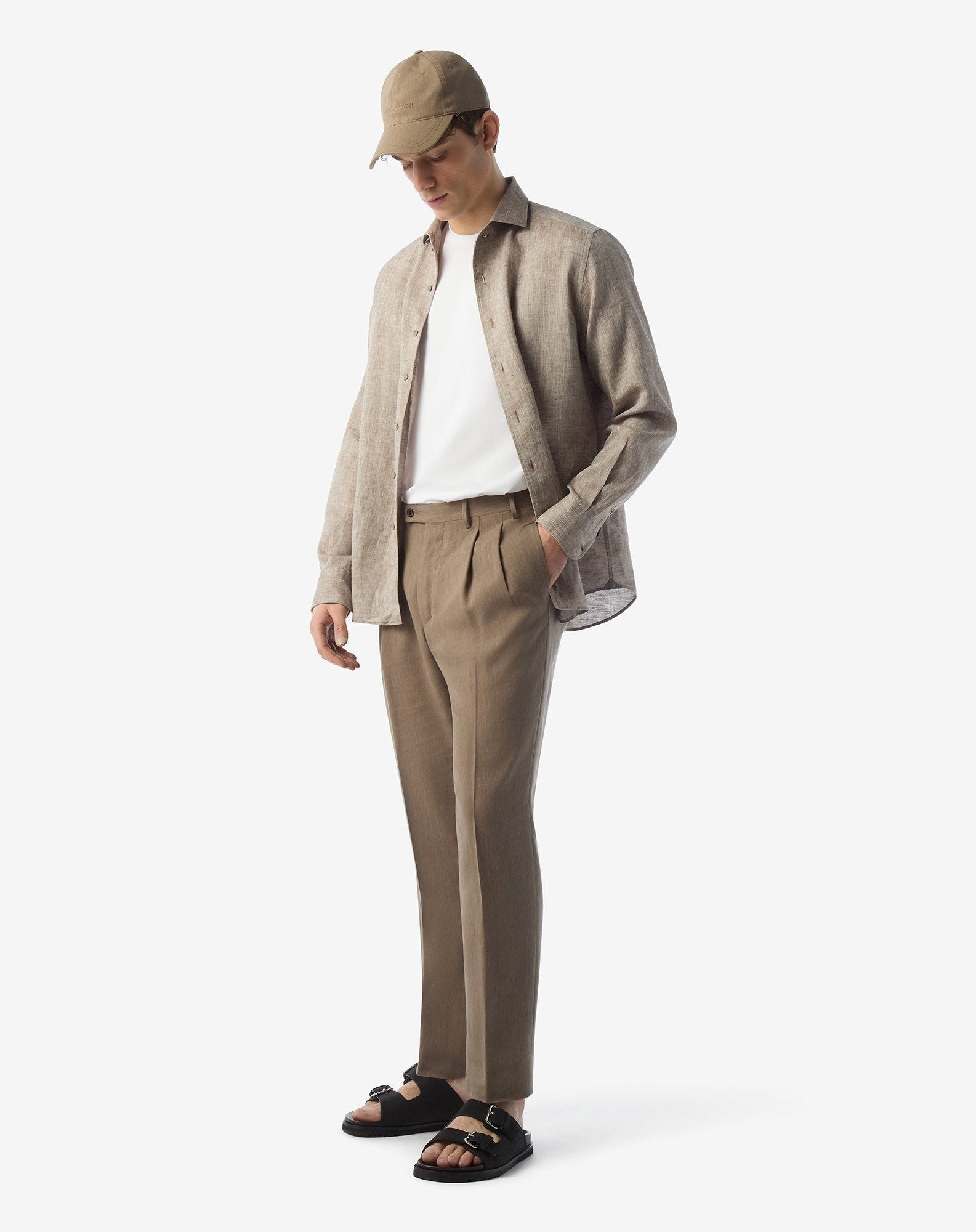 Extralight beige wool and naturally stretch linen trousers - 2