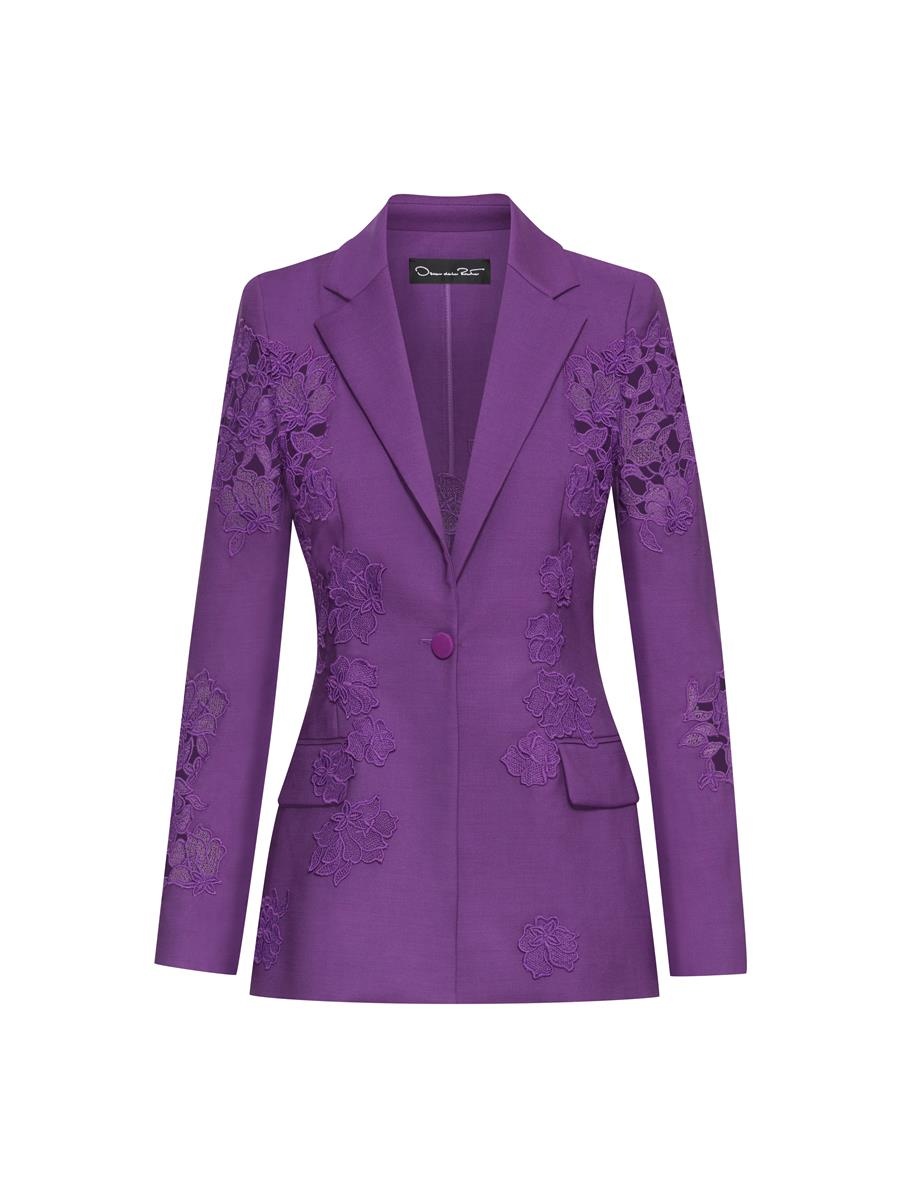 FLORAL GUIPURE INSET BLAZER - 1
