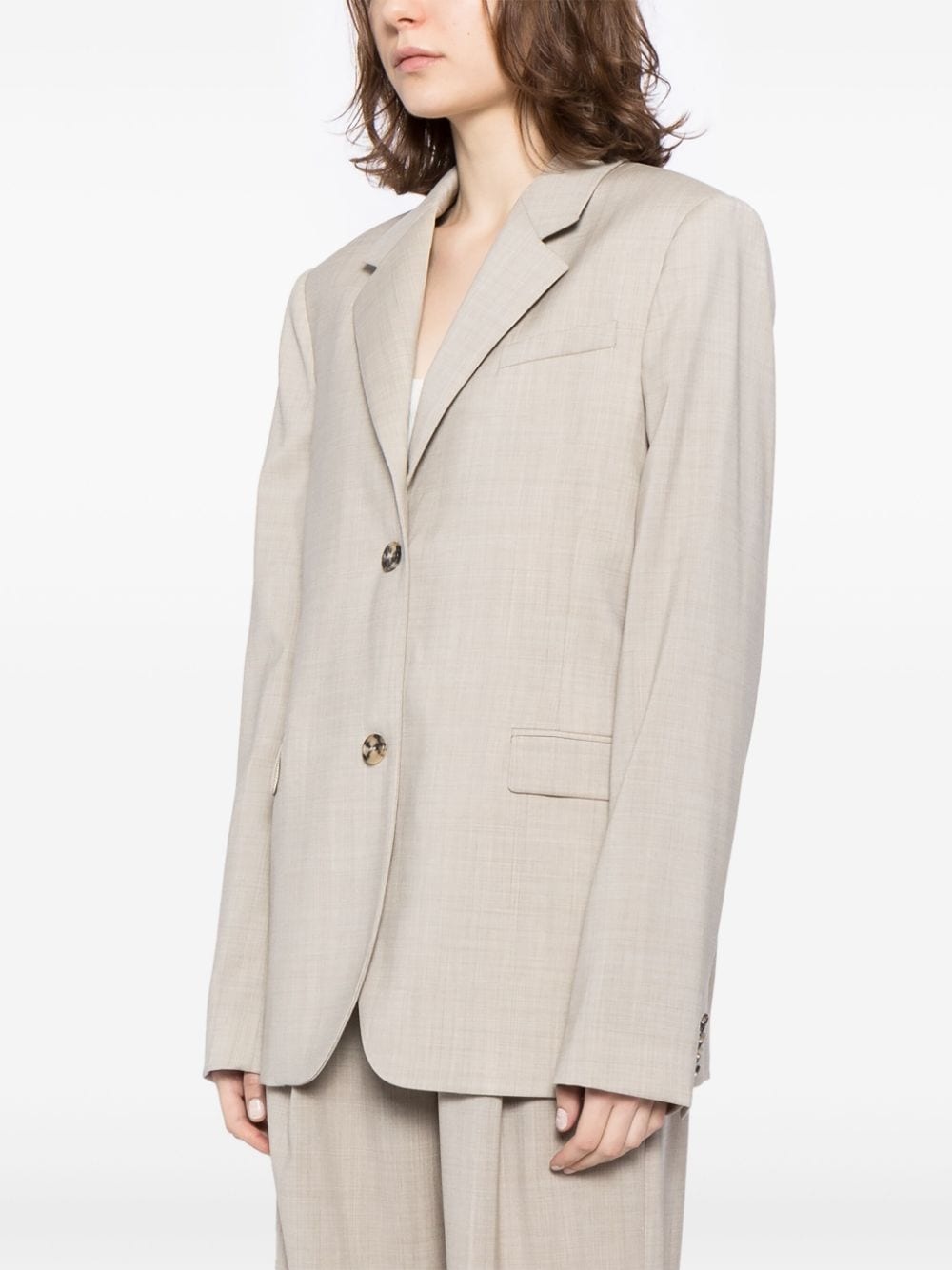 tied-back wool blazer - 3