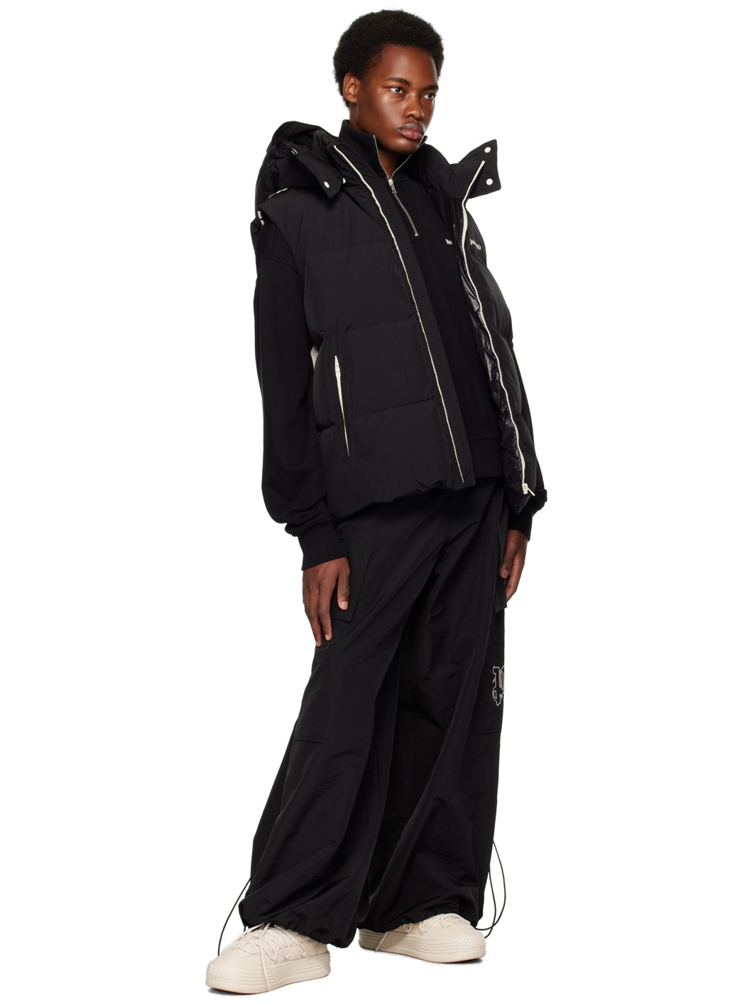 Palm Angels Black Quarter Zip Sweatshirt | ssense | REVERSIBLE