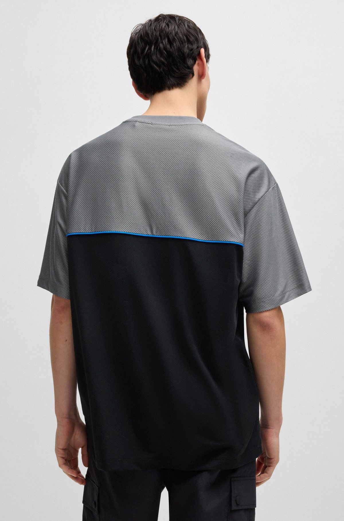 HUGO X RB STRUCTURED-JERSEY T-SHIRT WITH PIPING DETAILS - 5