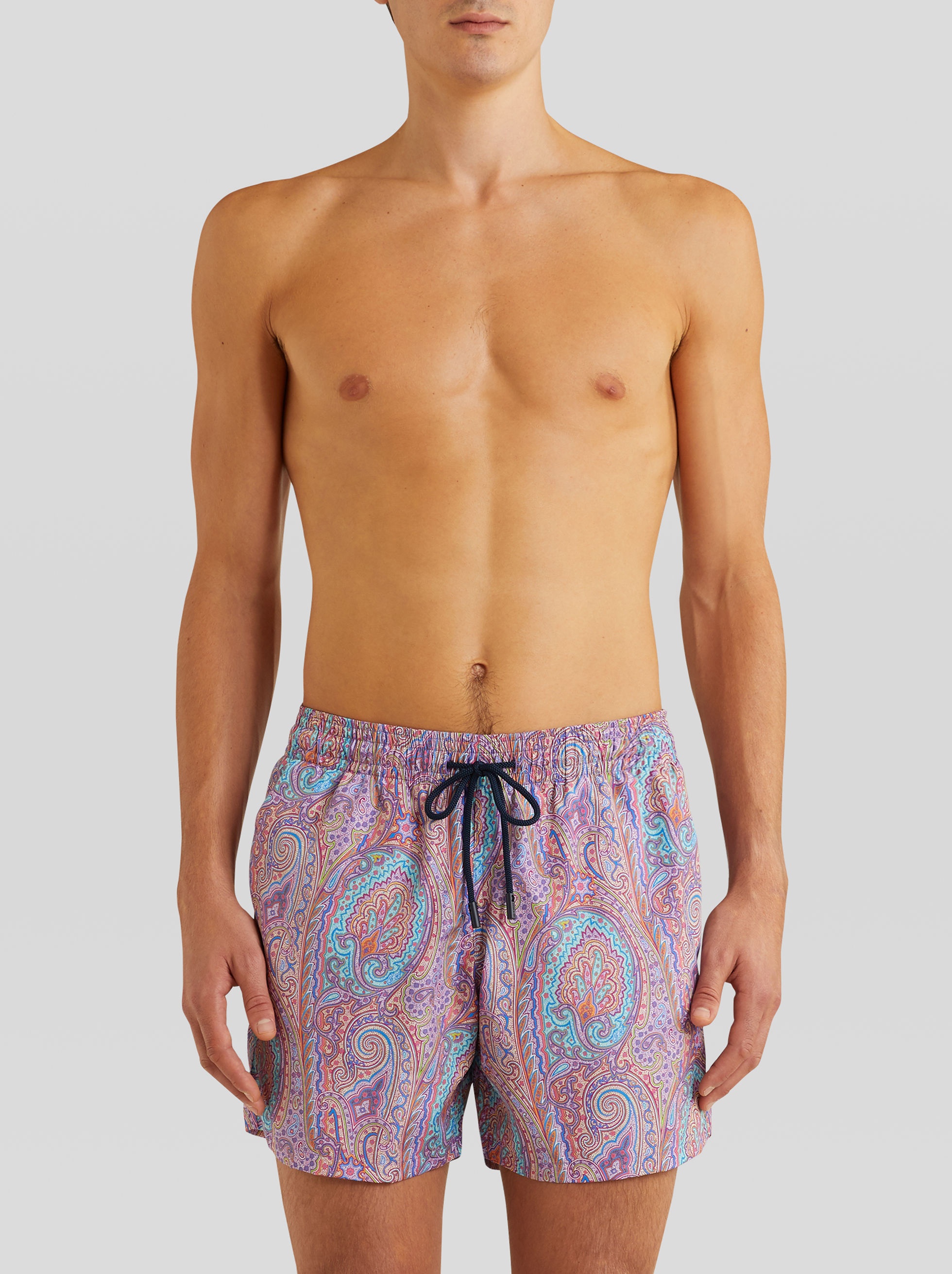 FLORAL PAISLEY PATTERN SWIM SHORTS - 2