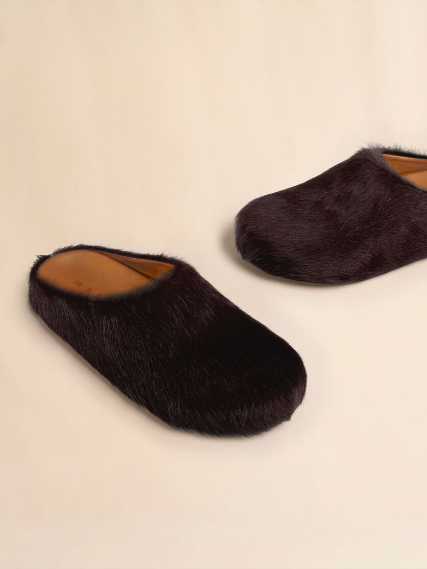 BROWN LONG HAIRCALFSKIN FUSSBETT SABOT - 5
