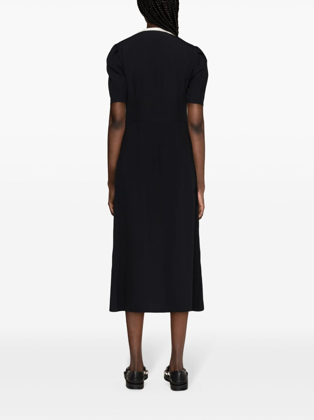 crystal-embellished crepe flared dress - 4