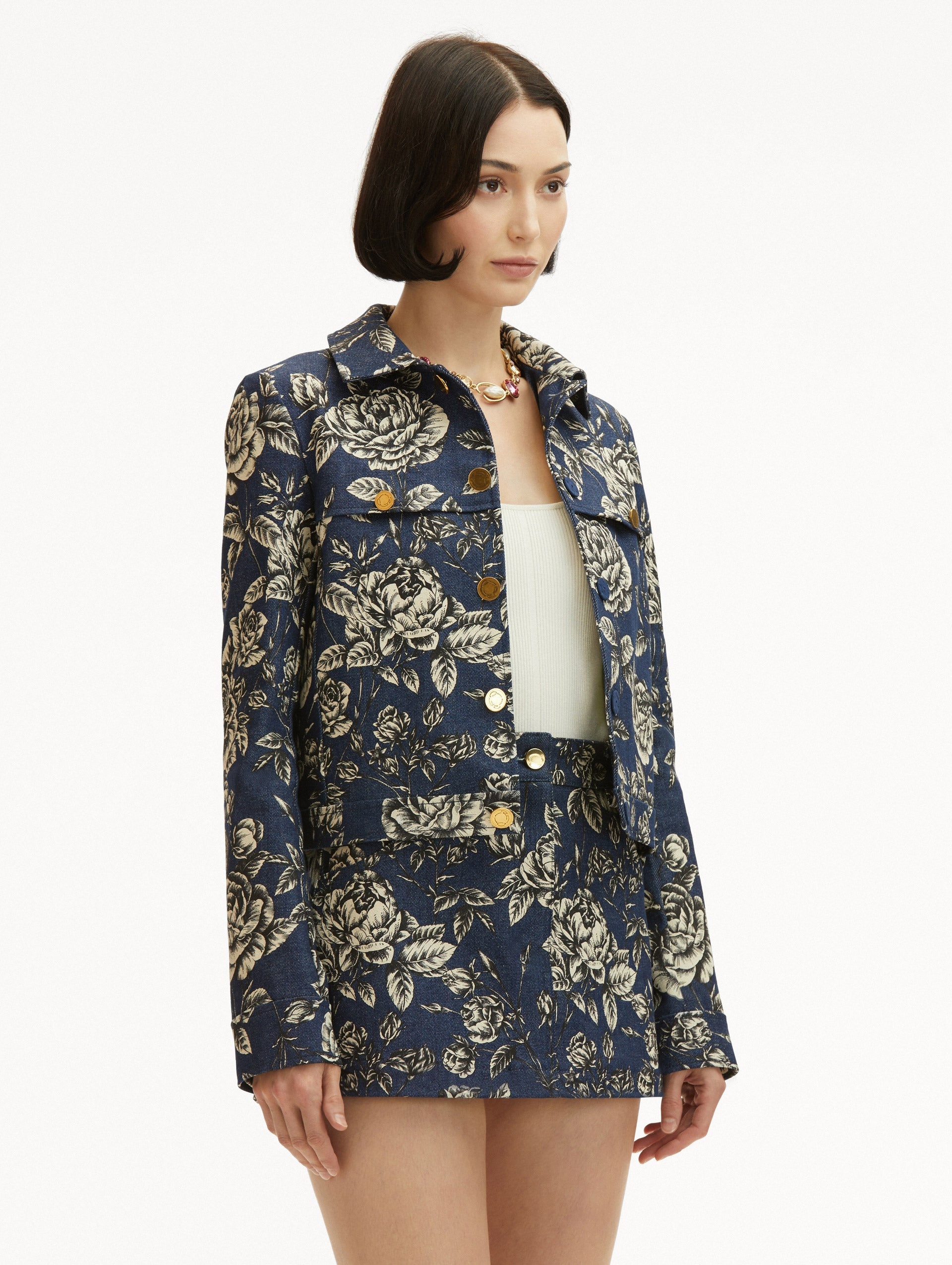 ROSE PRINTED DENIM JACKET - 5