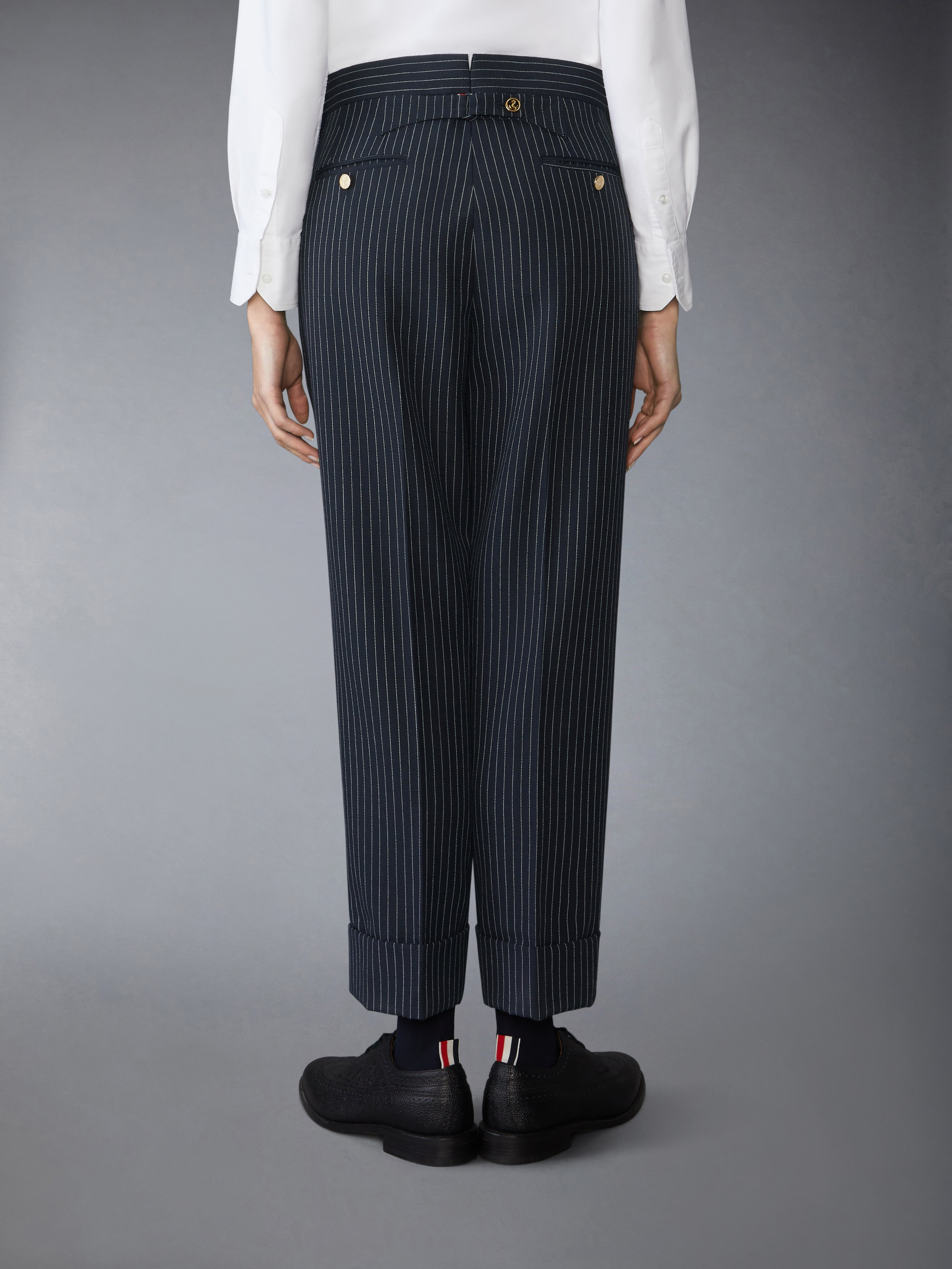 PINSTRIPE HIGH TWIST WOOL TROUSER - 3