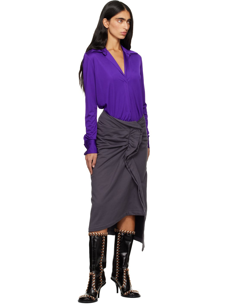 Dries Van Noten Gray Ruffled Cotton Midi Skirt outlook