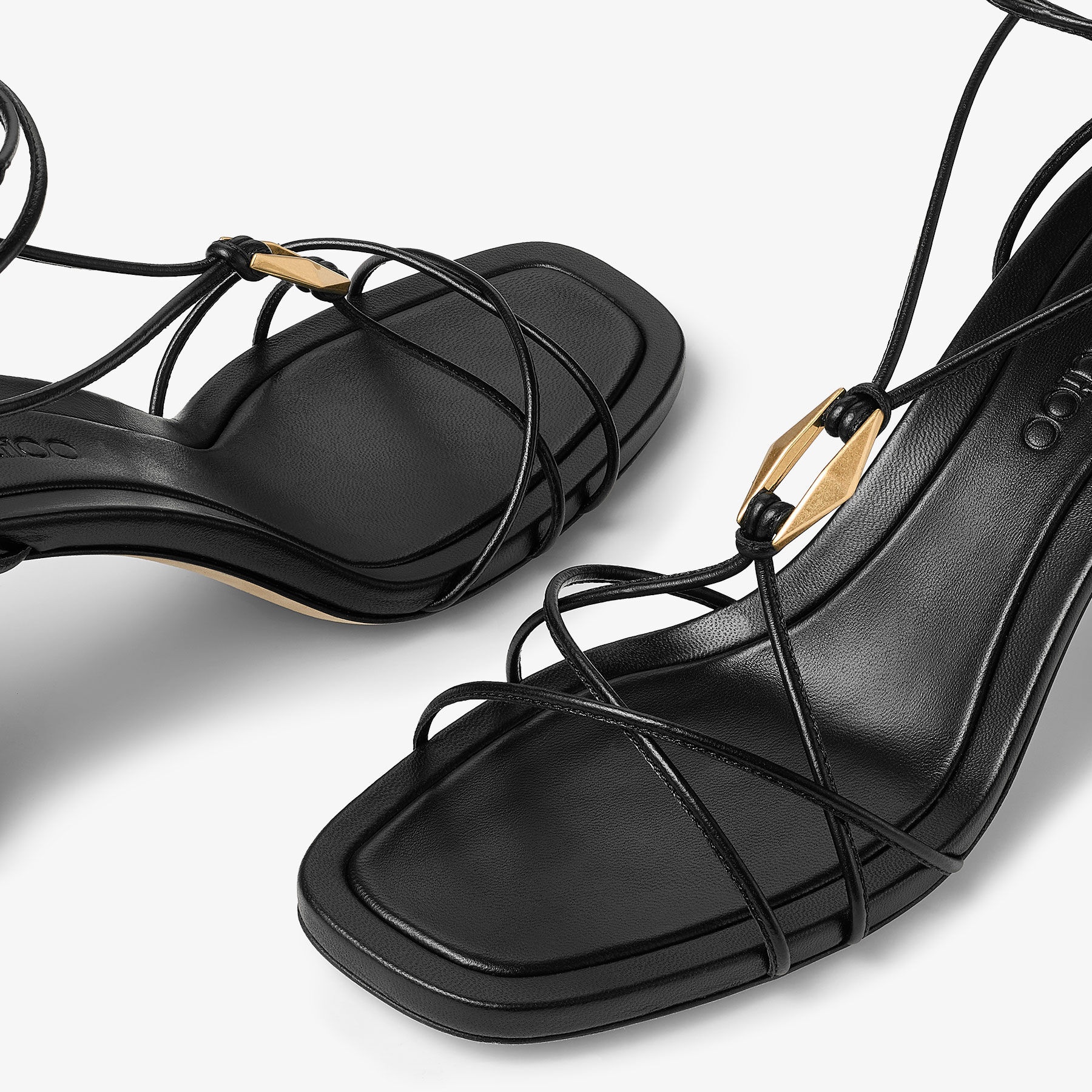 JIMMY CHOO Onyxia 70 Black Nappa Leather Sandals | REVERSIBLE