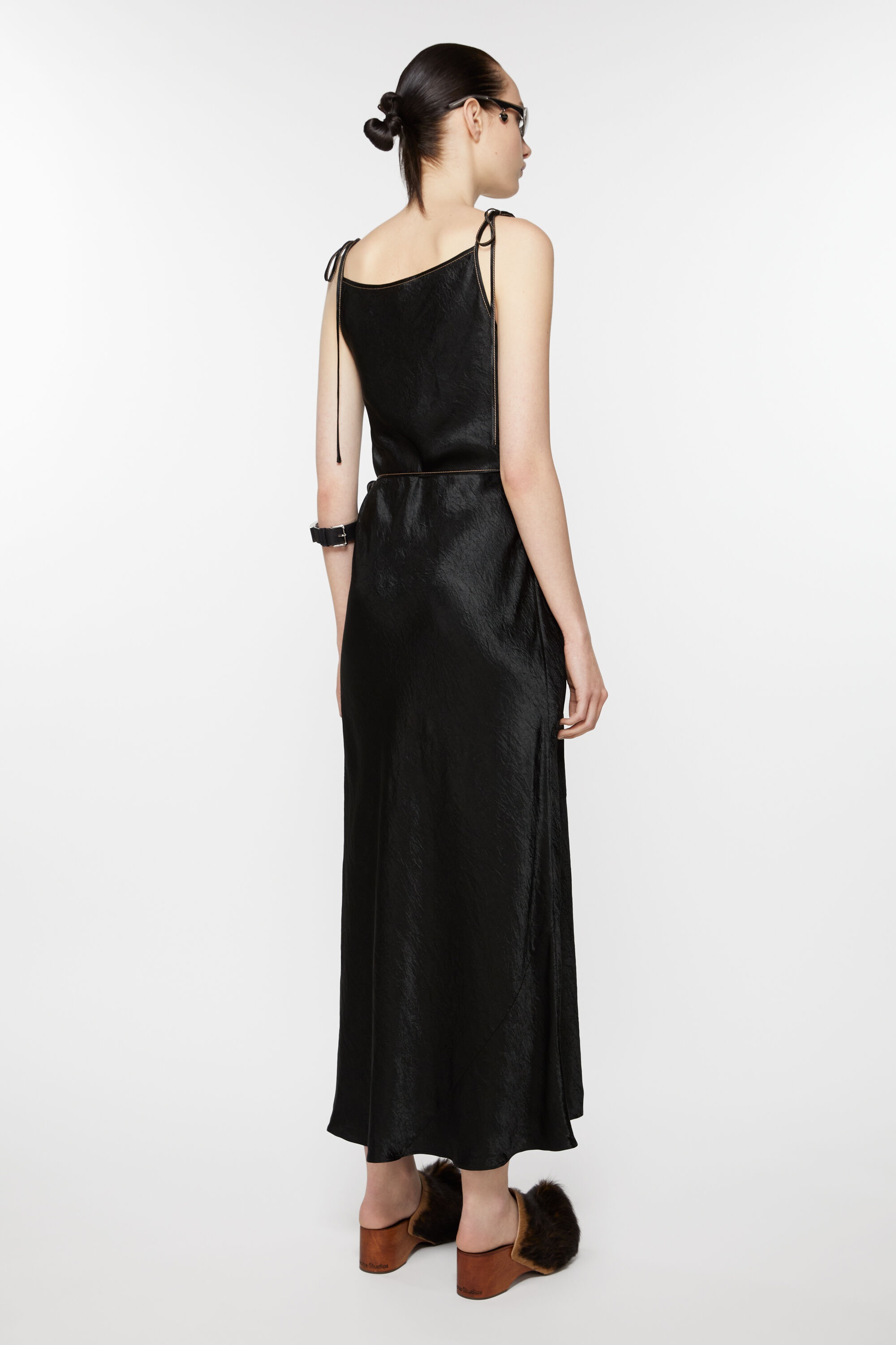 Satin dress - Black - 3