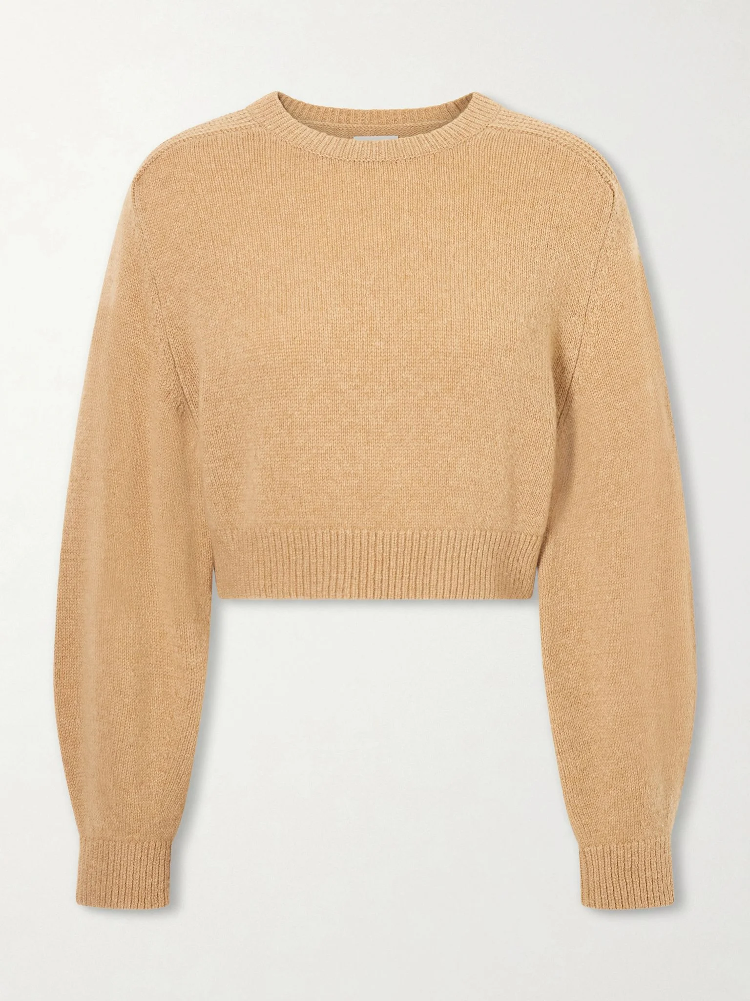 Masie cropped wool and cashmere-blend sweater Beige - 1
