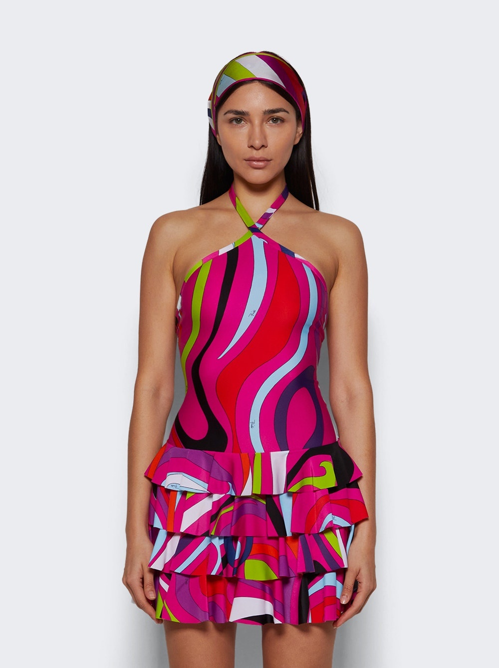 Halterneck Mini Dress Fuchsia - 3
