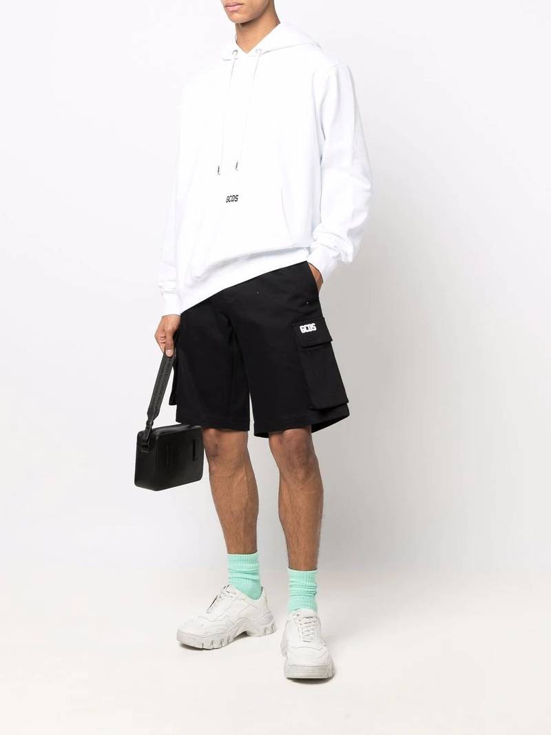 GCDS logo-print cotton hoodie outlook