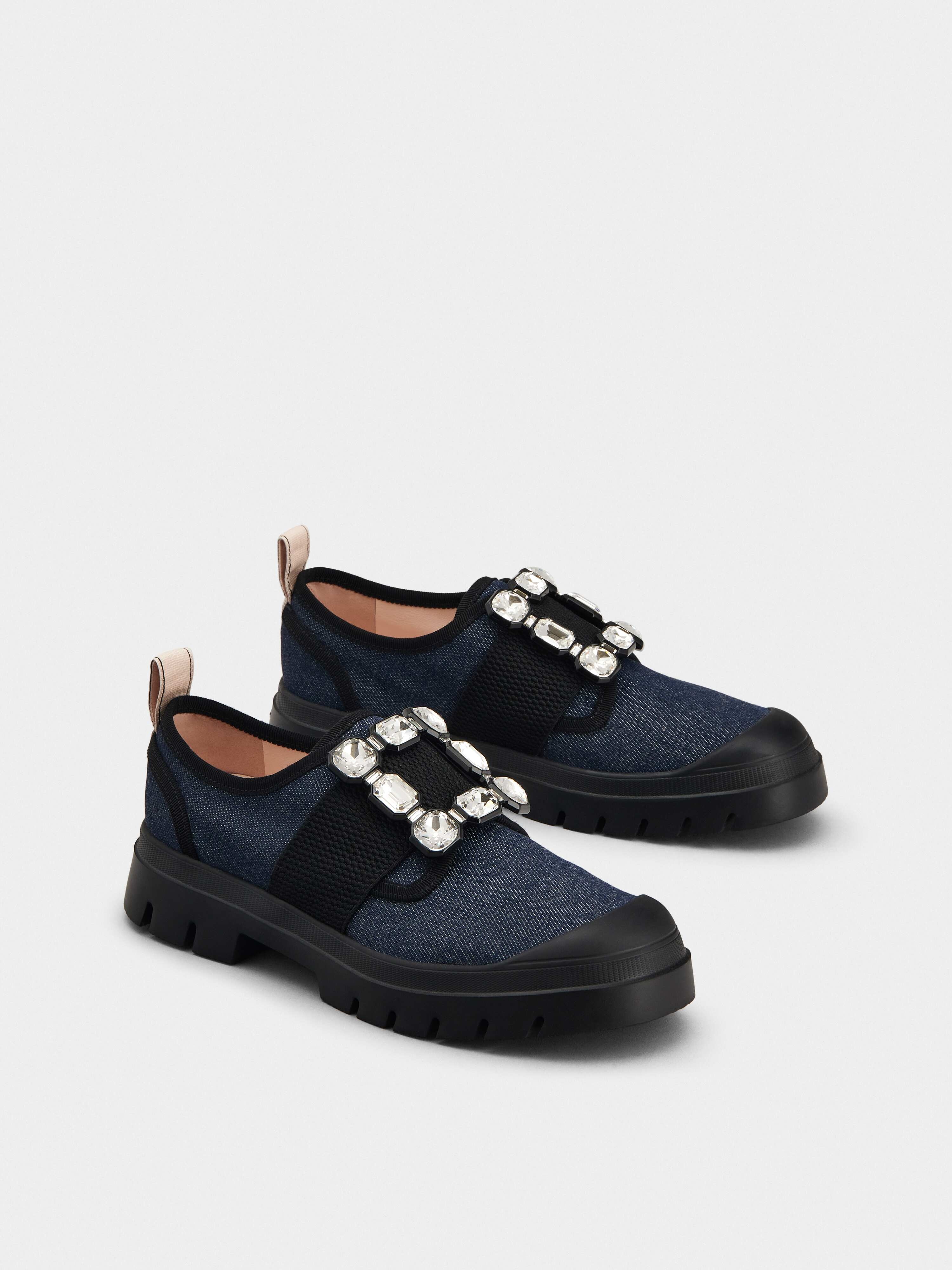Walky Viv' Strass Buckle Sneakers in Denim - 3