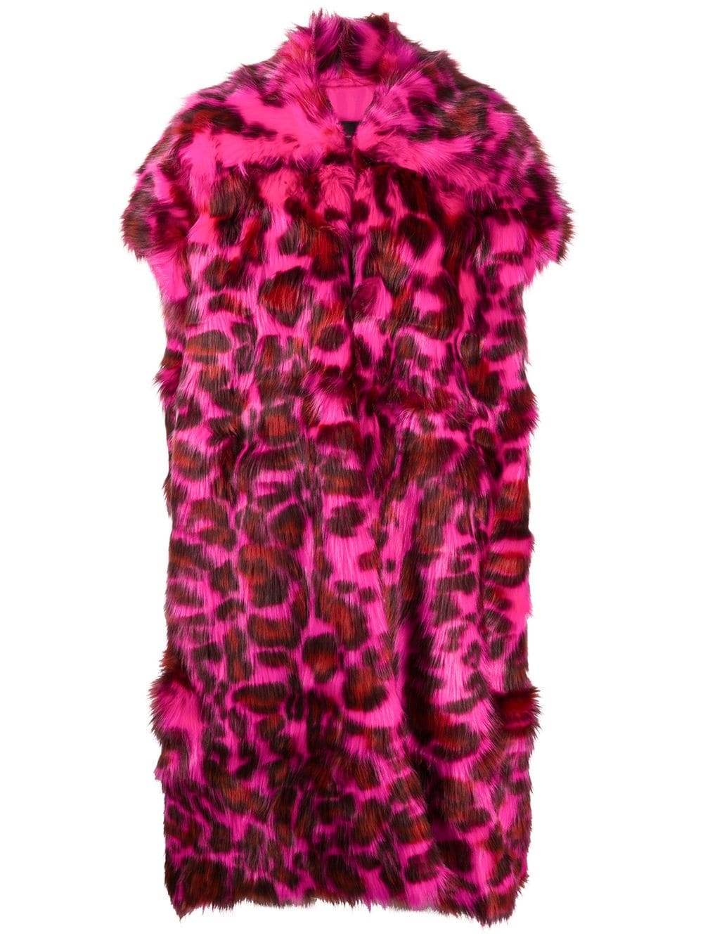 leopard print sleeveless coat - 1