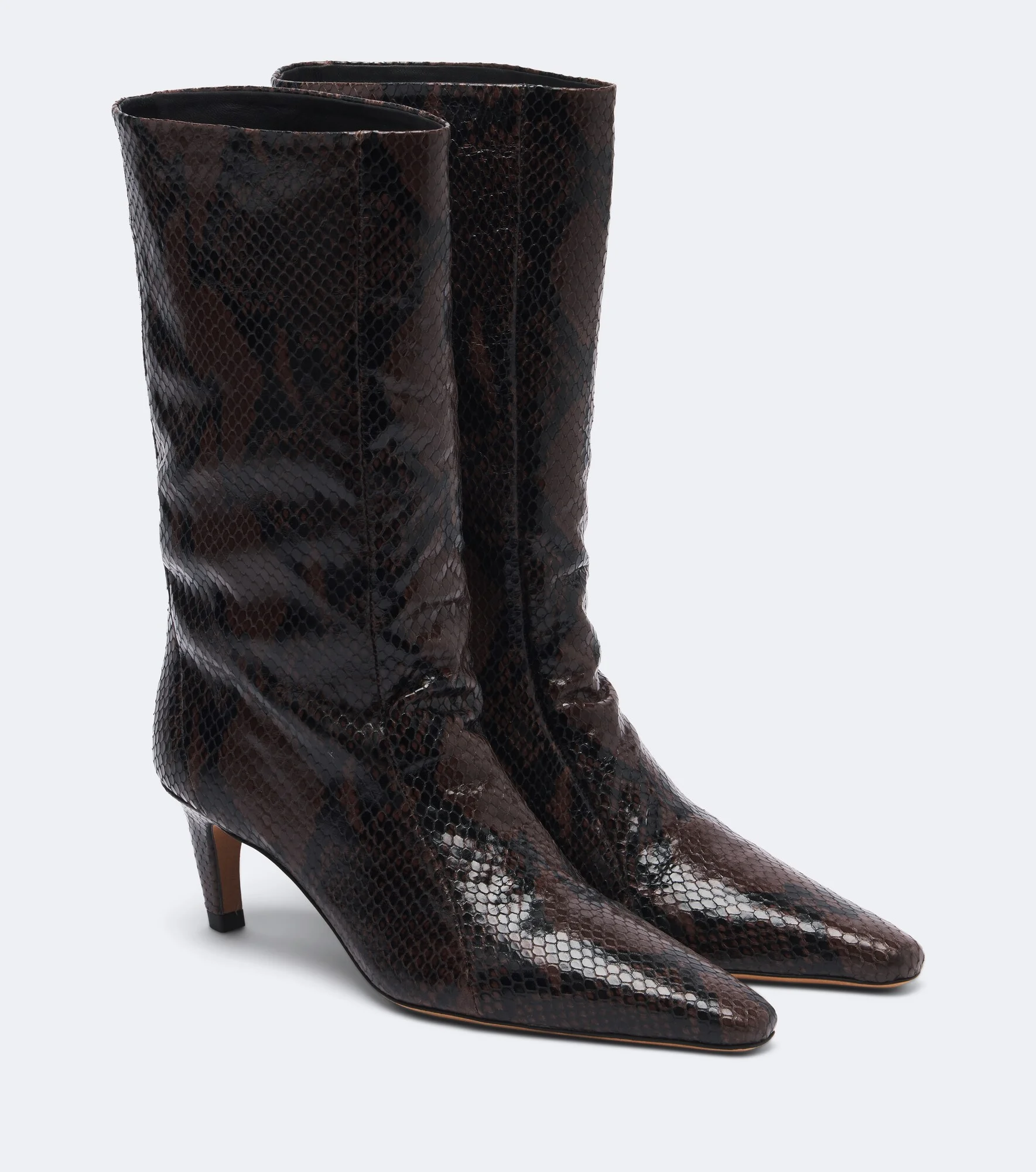 Cave snake-effect leather mid-calf boots - 1