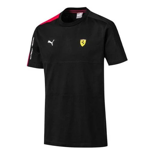 PUMA Ferrari Series Athleisure Casual Sports Splicing Round Neck Short Sleeve Black 595427-02 - 1