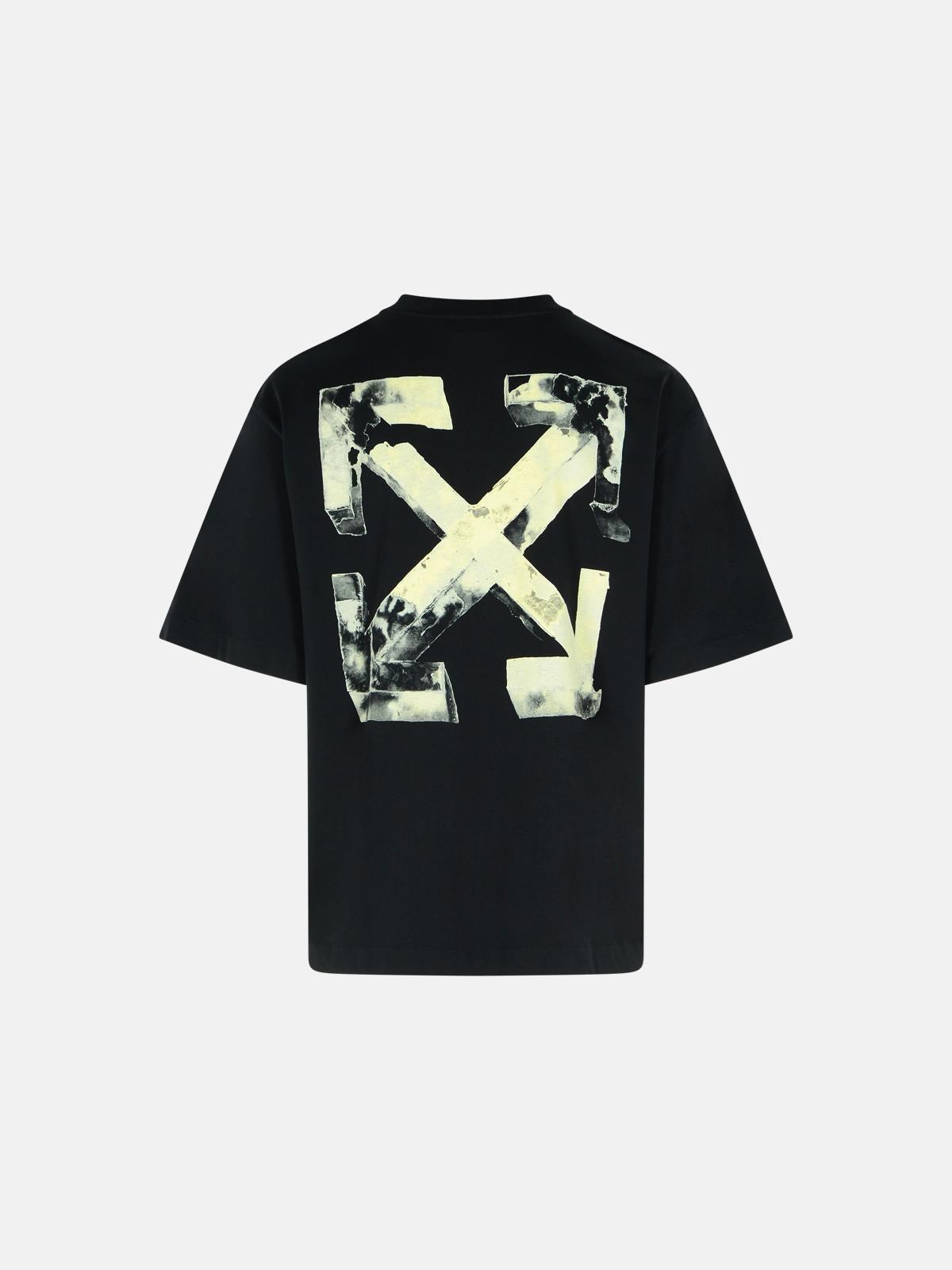 'CLOUDY ARROW' BLACK COTTON T-SHIRT - 3