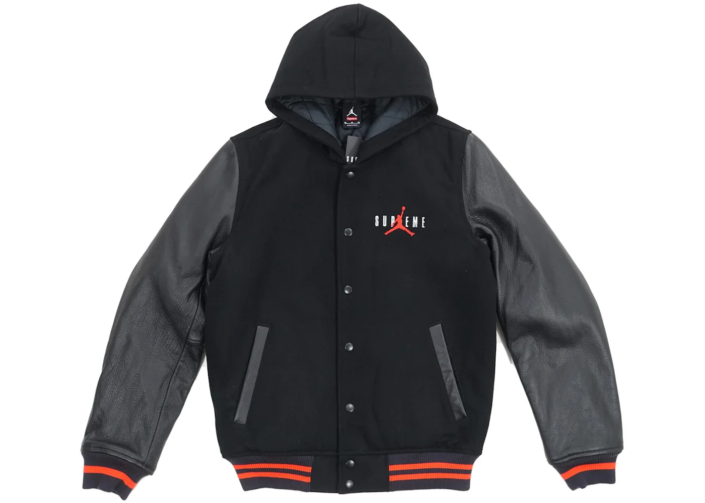 Supreme Jordan Hooded Varsity Jacket Black - 1