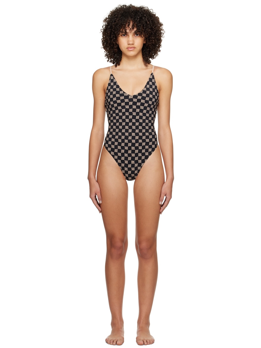 Black Monogram Swimsuit - 1