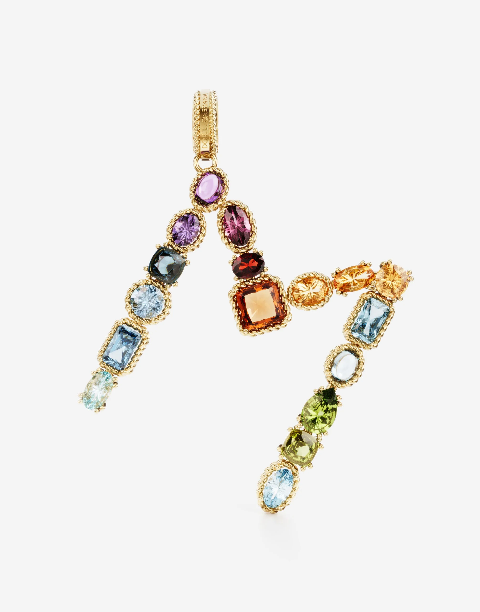 Charm M Lettering 18-carat yellow gold and multicolored gems - 1