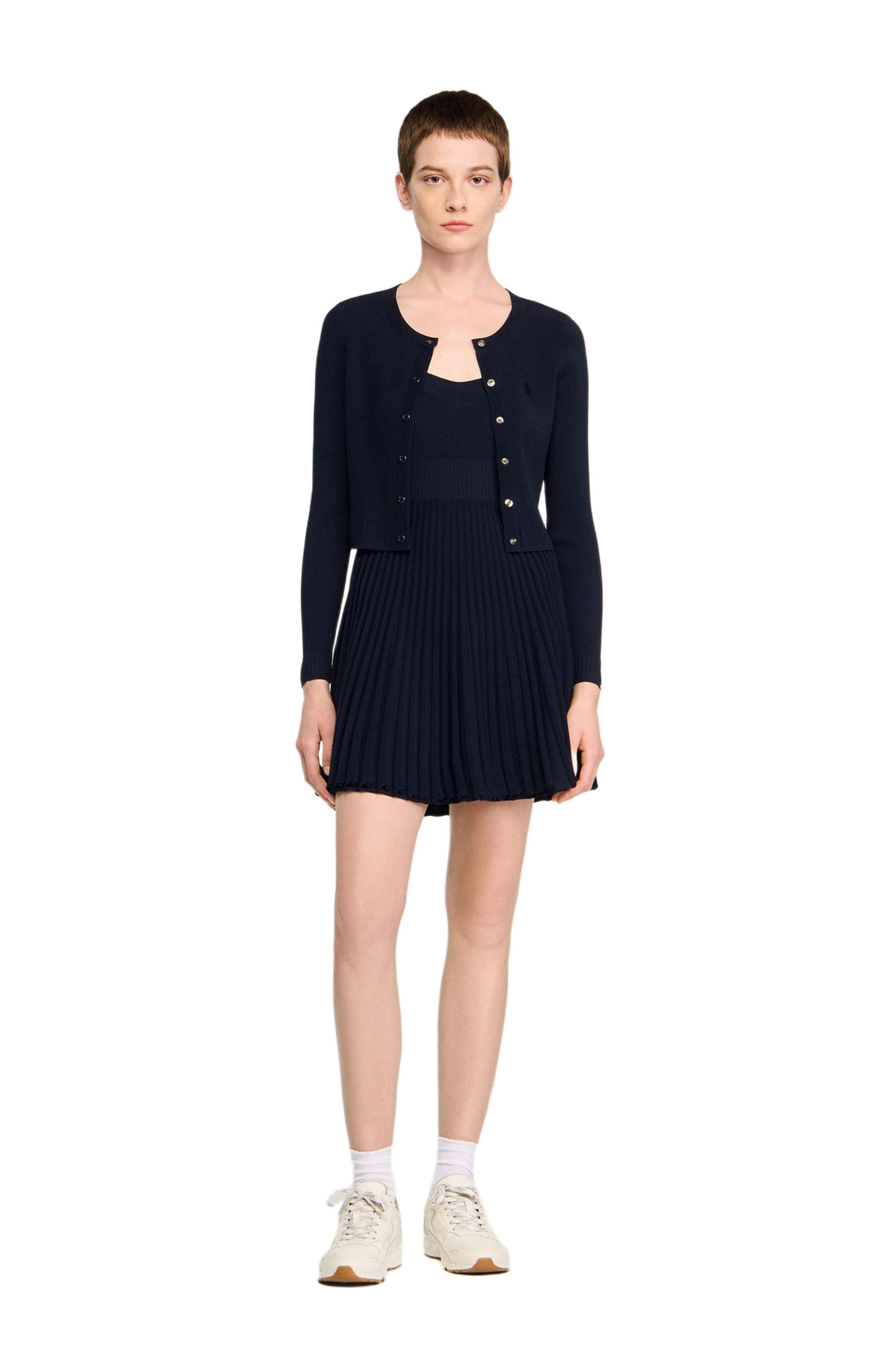 SANDRO Fine knit cardigan in Navy Blue at Nordstrom - 6