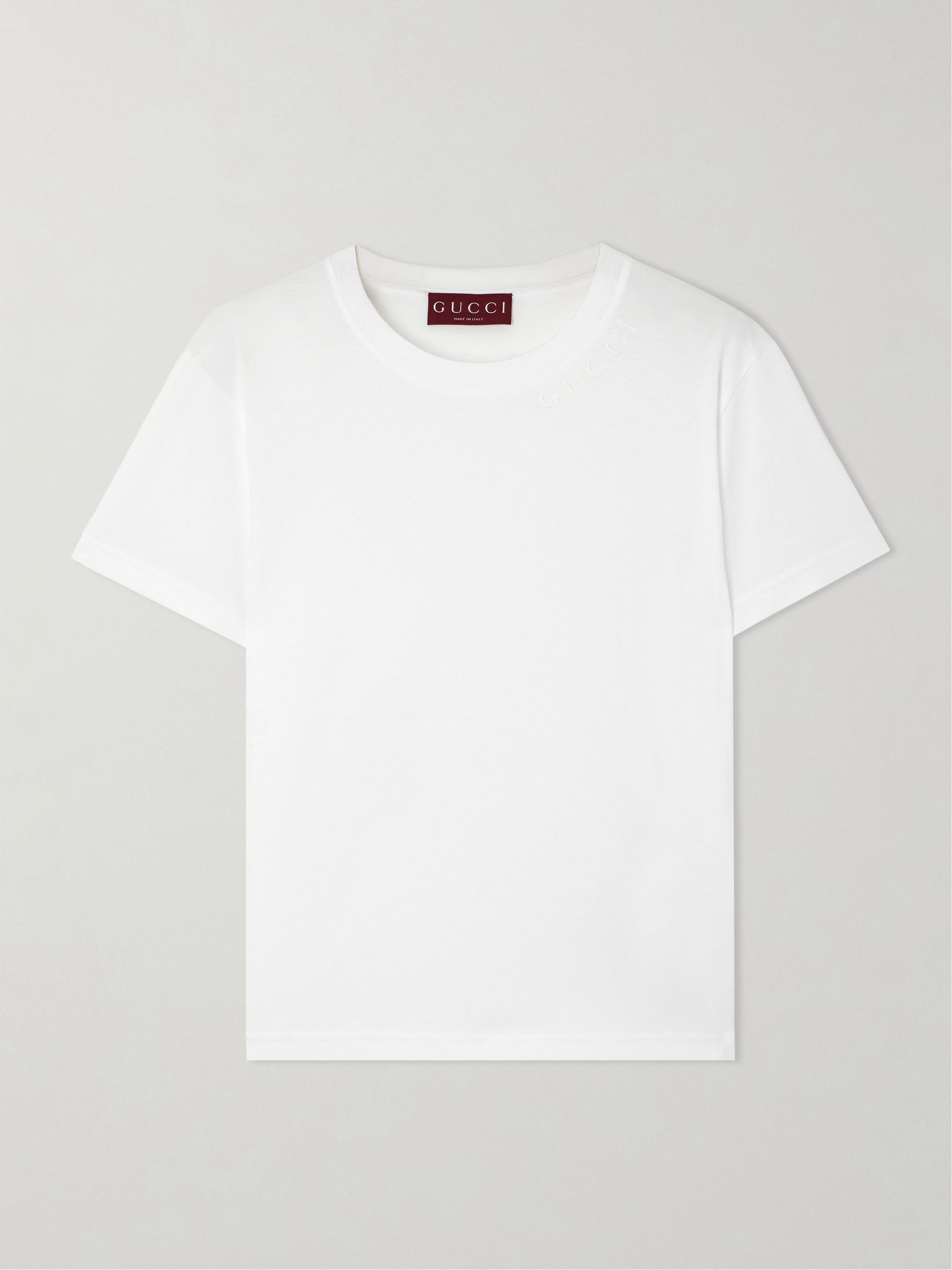 Logo-embroidered cotton-jersey T-shirt White - 1