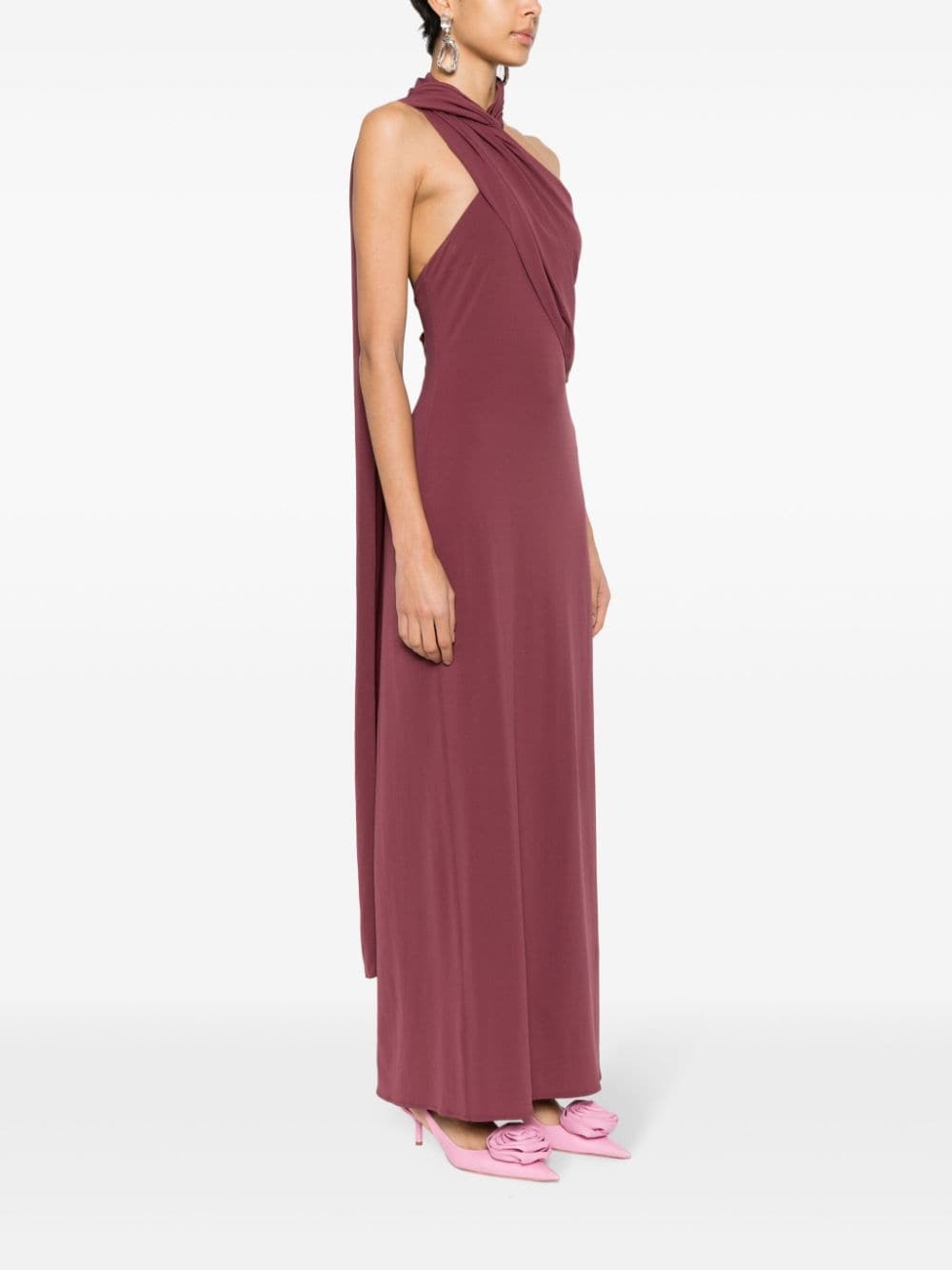 shawl-collar maxi dress - 3