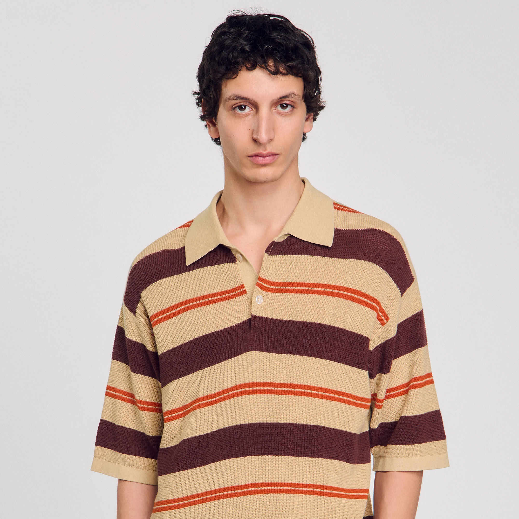 STRIPED KNIT POLO SHIRT - 3