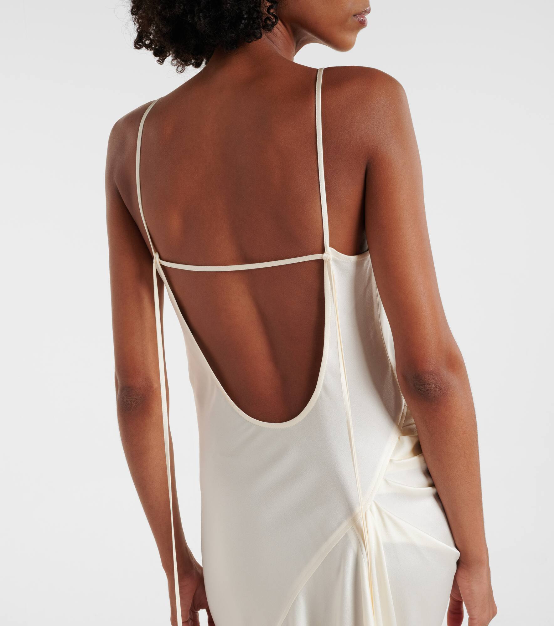 Draped crêpe satin slip dress - 6