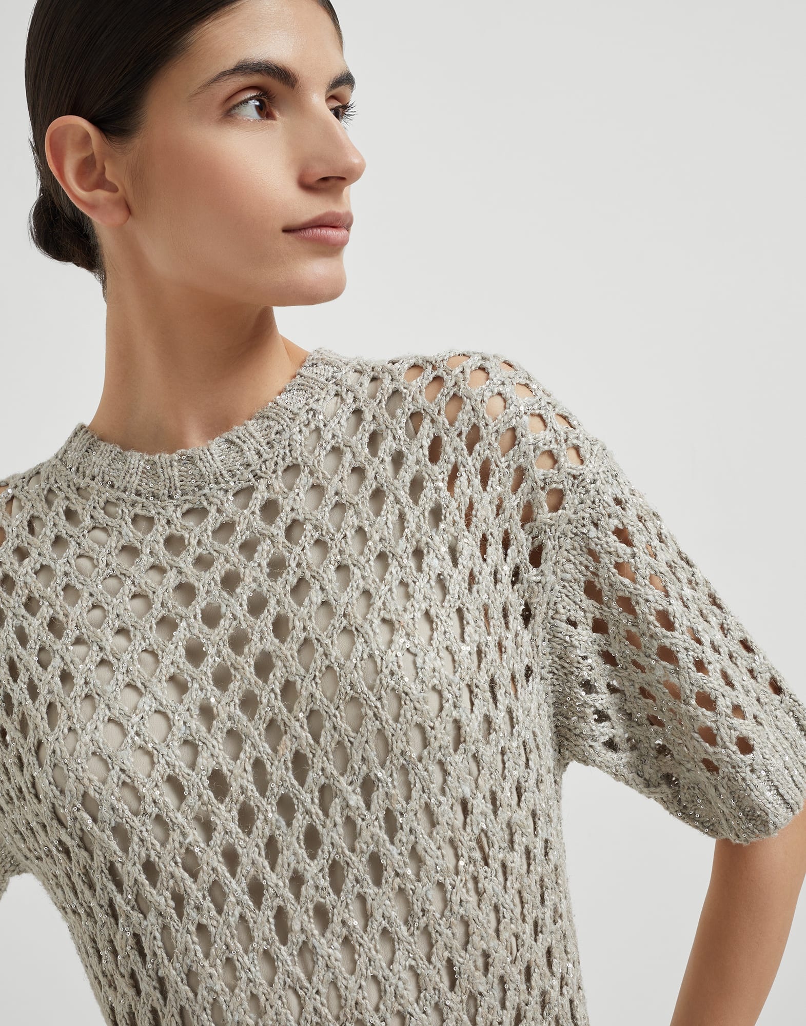 Silk and linen dazzling net knit dress - 3