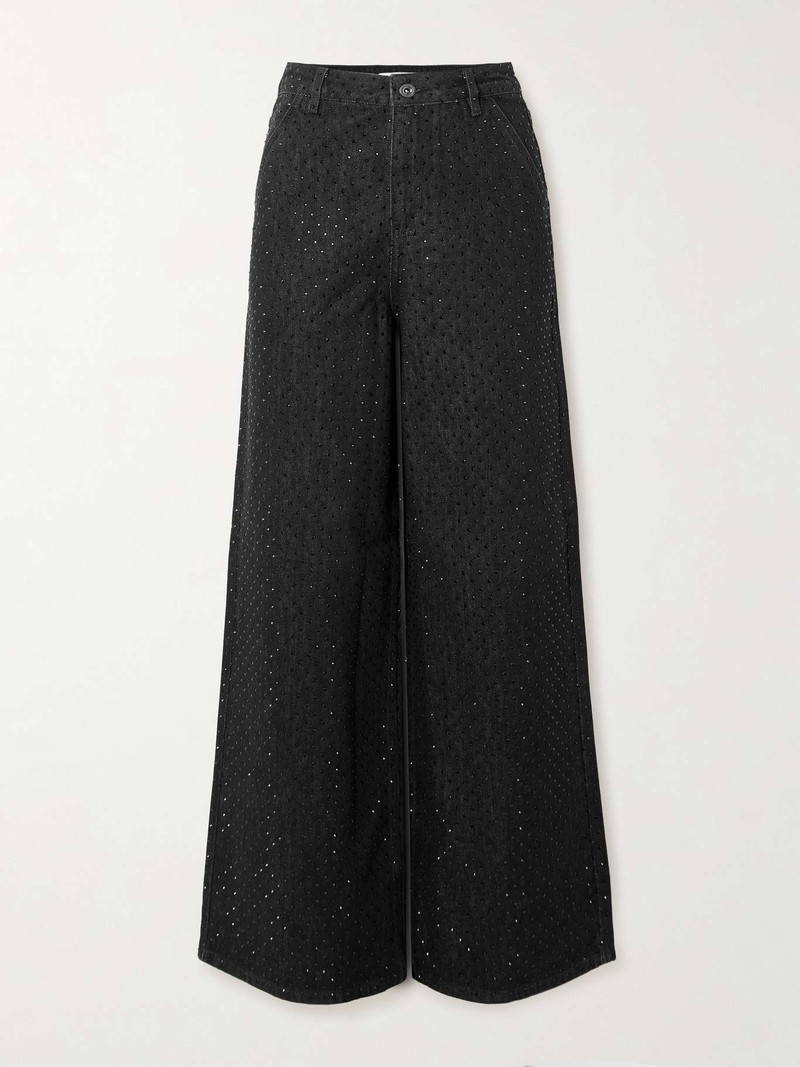 Crystal-embellished high-rise wide-leg jeans 1