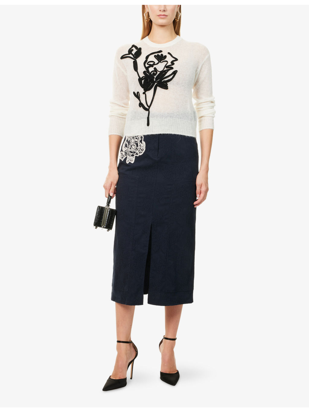 Flower-Embroidered Crewneck Wool-Blend Jumper - 2