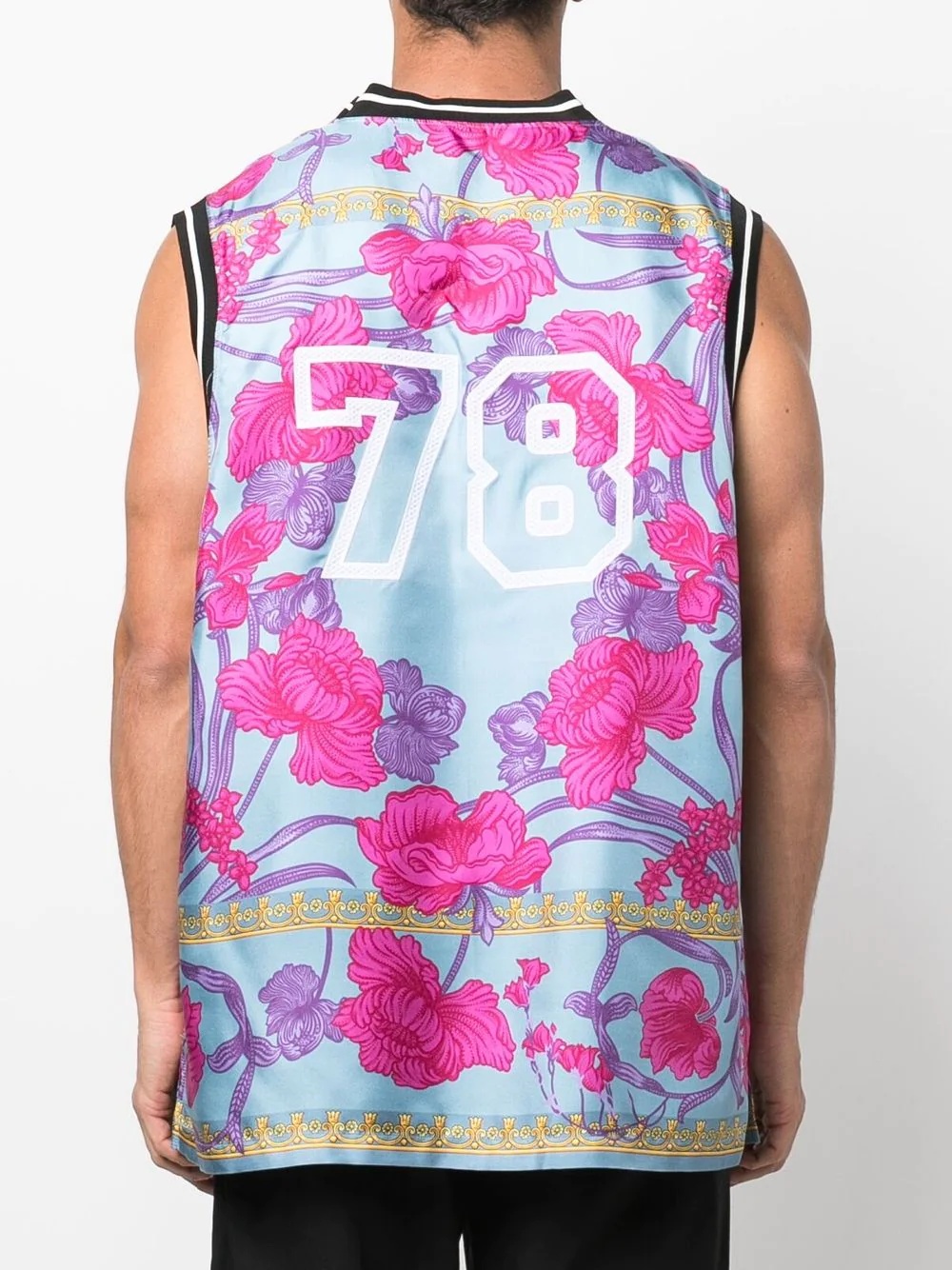 floral-print logo vest top - 4