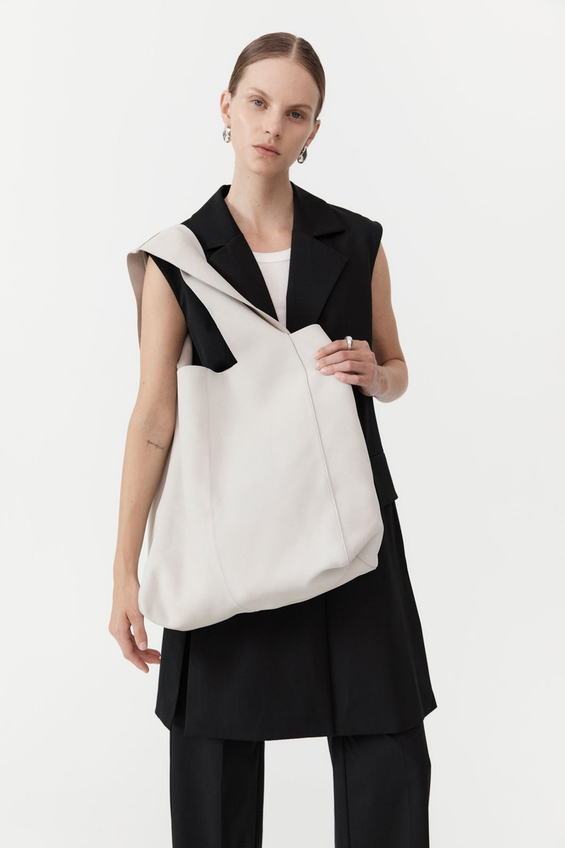 ST. AGNI Suede Soft Tote - Cool White outlook