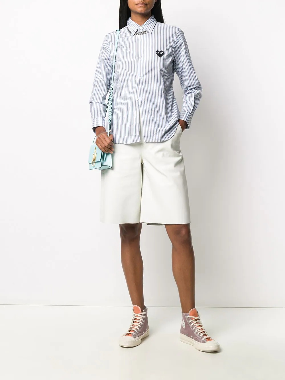 heart-patch striped shirt - 2